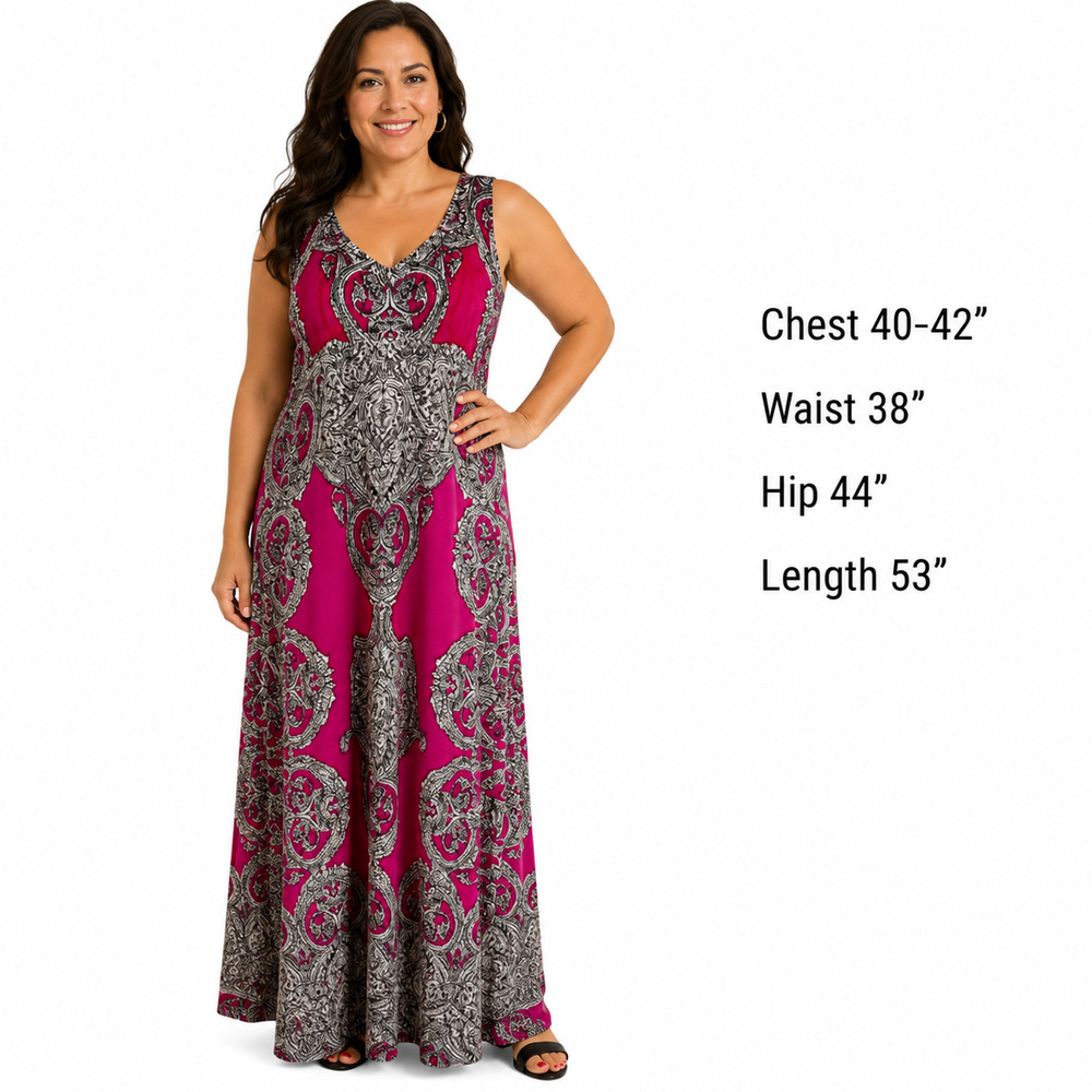 Inc International Concepts Petite Pink Gray Maxi Sleeveless Babydoll Dress P L